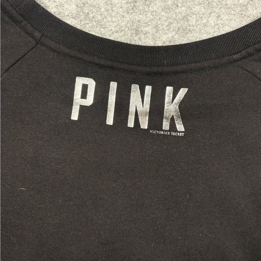 Vintage Victoria's Secret PINK Bling Sequin Sweatshirt Black Silver - Picture 4 of 5